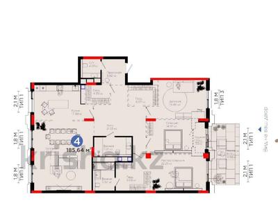 4-комнатная квартира · 185 м² · 2/8 этаж, Тасшокы, 4​ 4 за 220 млн ₸ в Астане, Алматы р-н