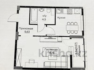 1-бөлмелі пәтер · 41 м² · 2 қабат, Е-429 26, бағасы: 23.7 млн ₸ в Астане, Нура р-н