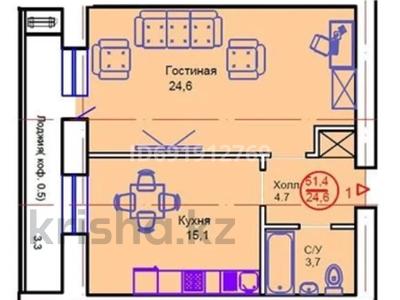 1-комнатная квартира, 52 м², 12/13 этаж, Тауелсиздик 34/8 — момышулы за ~ 15.4 млн 〒 в Астане, Алматы р-н