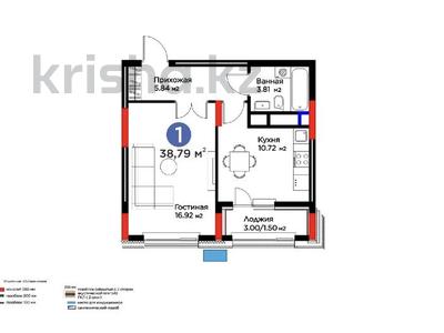 1-бөлмелі пәтер · 38.79 м² · 11/14 қабат, Сагадат Нурмагамбетов 17, бағасы: 28.5 млн ₸ в Астане, Сарайшык р-н