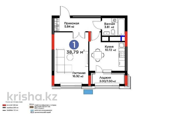 1-бөлмелі пәтер · 38.79 м² · 11/14 қабат, Сагадат Нурмагамбетов 17, бағасы: 28.5 млн ₸ в Астане, Сарайшык р-н — фото 2