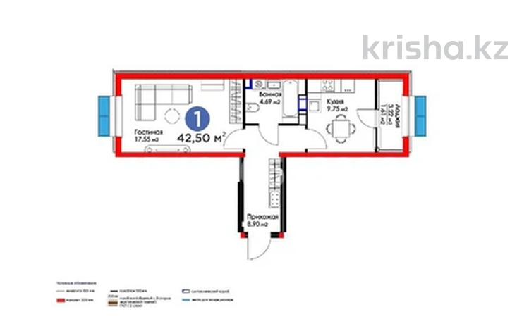 1-бөлмелі пәтер · 42 м² · 10/12 қабат, мкр Гажайып 5/3 — Монке би, бағасы: 33 млн ₸ в Алматы, Алатауский р-н — фото 2