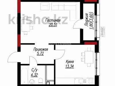 1-комнатная квартира · 45.69 м² · 4/15 этаж, Александр Сызганов 1/2 за 29.6 млн ₸ в Астане, Есильский р-н