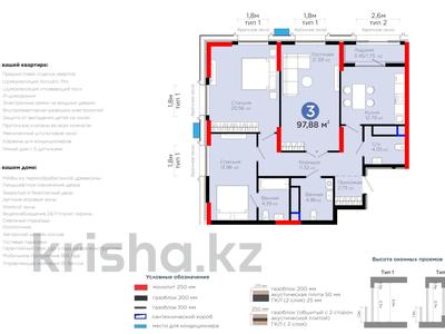 3-комнатная квартира · 99 м² · 15/20 этаж, Турар Рыскулова ВИДОВАЯ КВАРТИРА 1/1 за 87 млн ₸ в Астане, Есильский р-н