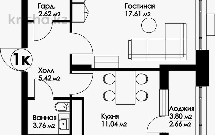 1-комнатная квартира, 43.11 м², 7/9 этаж, нажимединова за 13.6 млн 〒 в Астане, Алматы р-н — фото 2