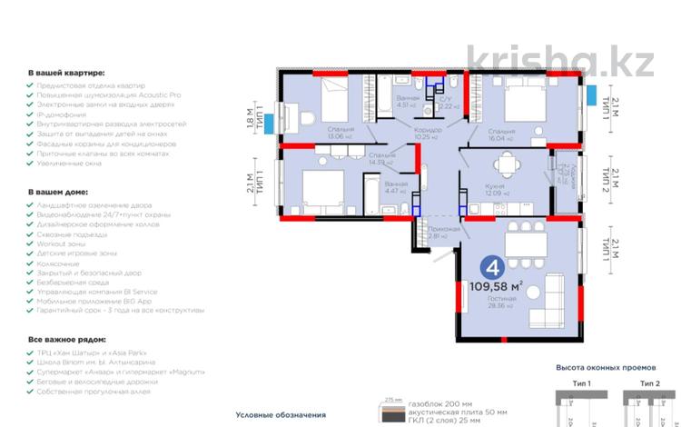 3-комнатная квартира, 122.99 м², 14/21 этаж, Динмухамед Конаев за ~ 79 млн 〒 в Астане — фото 2