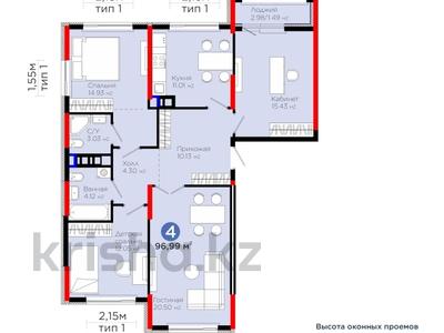 4-бөлмелі пәтер · 97 м² · 9/9 қабат, Е 908 23, бағасы: 43 млн ₸ в Астане