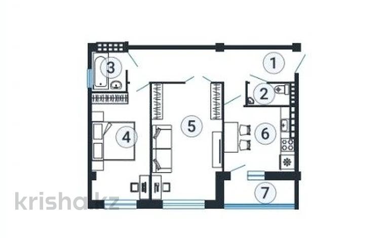 2-комнатная квартира · 59.2 м² · 2/5 этаж, мкр Асар-2, ​Микрорайон Асар 2 14/1 за ~ 18.1 млн ₸ в Шымкенте, Абайский р-н — фото 2