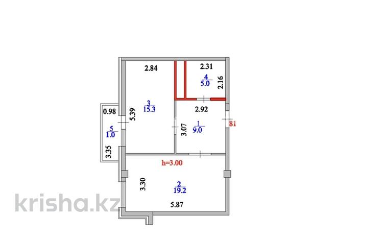 1-бөлмелі пәтер · 49.5 м² · 5/12 қабат, Нажимеденова 34, бағасы: 24.2 млн ₸ в Астане, Сарайшык р-н — фото 2