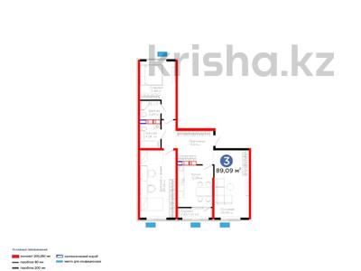 3-бөлмелі пәтер · 90 м², квартал 189, бағасы: ~ 36.5 млн ₸ в Шымкенте, Абайский р-н