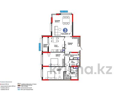 3-бөлмелі пәтер · 122 м² · 5/15 қабат, Турар Рыскулов 3, бағасы: 128 млн ₸ в Астане, Есильский р-н