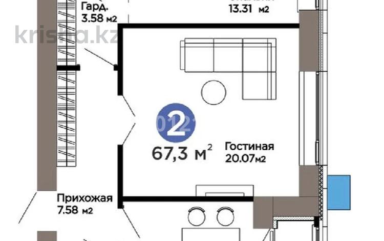 2-комнатная квартира · 67.3 м² · 8/12 этаж, Е-899 5/1 за ~ 64.9 млн ₸ в Астане, Нура р-н — фото 2