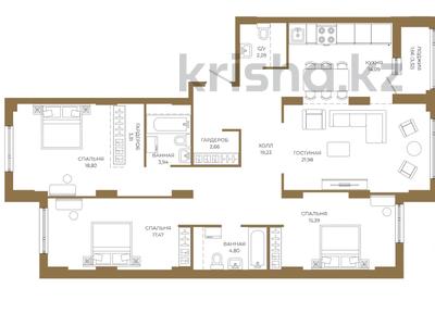 4-бөлмелі пәтер · 125.63 м² · 15/21 қабат, Достык, бағасы: ~ 93.6 млн ₸ в Астане, Есильский р-н