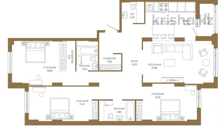 4-бөлмелі пәтер · 125.63 м² · 15/21 қабат, Достык, бағасы: ~ 93.6 млн ₸ в Астане, Есильский р-н — фото 2