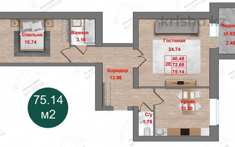 2-комнатная квартира, 75.14 м², 4/9 этаж, Партизанская 158/2