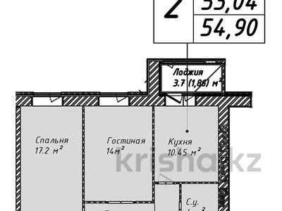 2-бөлмелі пәтер, 54.91 м², 8/12 қабат, СТ зеленая роща, бағасы: 13.3 млн 〒 в Астане, Сарыарка р-н