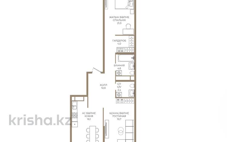 2-бөлмелі пәтер · 84.5 м² · 7/9 қабат, Каныша Сатпаева — БЕЗ КОМИССИИ, бағасы: ~ 64.2 млн ₸ в Алматы, Бостандыкский р-н — фото 2