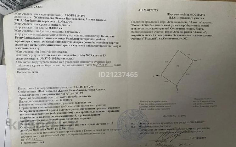 Участок · 10 соток, Шоссе Алаш 15 Р4 — Дачный массив водолей за 8 млн 〒 в Астане, Алматы р-н — фото 2