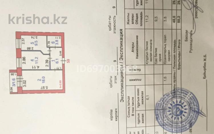 2-бөлмелі пәтер · 50.2 м² · 9/9 қабат, Береке 63, бағасы: 30 млн ₸ в Костанае — фото 2