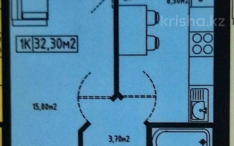 1-комнатная квартира · 32.3 м² · 3/10 этаж, Е-128 2 — Шоссе Коргалжын,школа № 100 за 11.8 млн ₸ в Астане, Нура р-н — фото 6