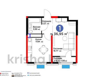 1-комнатная квартира, 36.95 м², 2/12 этаж, Байдибек би 113 за ~ 19.4 млн 〒 в Шымкенте