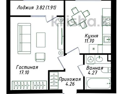 1-бөлмелі пәтер · 41.15 м² · 9/12 қабат, Мухамедханова 43, бағасы: 20.8 млн ₸ в Астане, Нура р-н