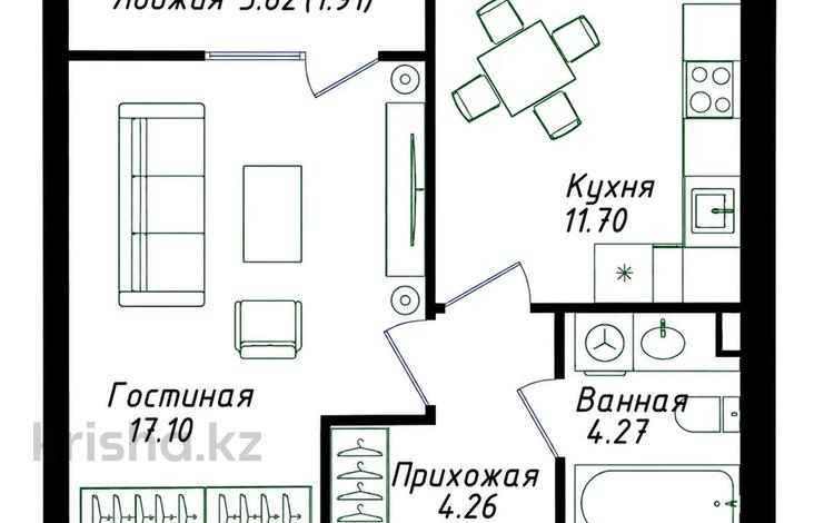1-бөлмелі пәтер · 41.15 м² · 9/12 қабат, Мухамедханова 43, бағасы: 20.8 млн ₸ в Астане, Нура р-н — фото 2