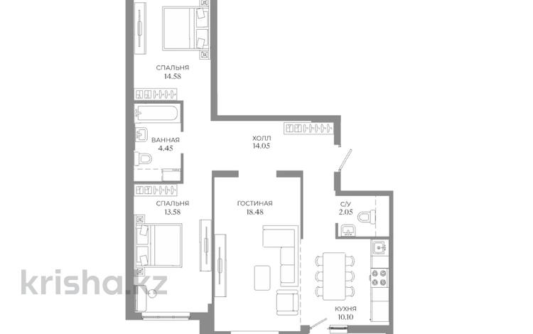 3-комнатная квартира · 78.57 м² · 6/9 этаж, Толе би за ~ 42.2 млн ₸ в Астане, Нура р-н — фото 2