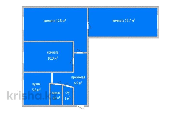 3-комнатная квартира · 57.1 м² · 1/5 этаж, Ленина 9 за 15.5 млн ₸ в Костанае — фото 3