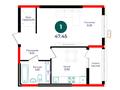 1-комнатная квартира · 47.45 м², ул. Е 882 за ~ 24.3 млн ₸ в Астане, Нура р-н — фото 3