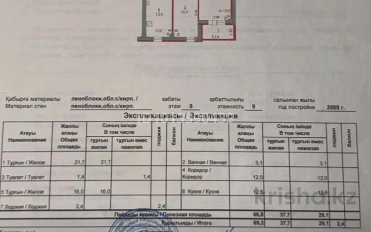 2-комнатная квартира · 70 м² · 5/9 этаж, мкр 12 52 за 20 млн ₸ в Актобе — фото 2