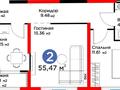 2-бөлмелі пәтер · 55 м² · 1/6 қабат, мкр Кайрат, Байге, бағасы: 36 млн ₸ в Алматы, Турксибский р-н