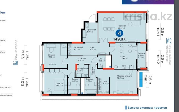 4-комнатная квартира, 149.87 м², Бухар жырау 26 за ~ 100.6 млн 〒 в Астане — фото 7