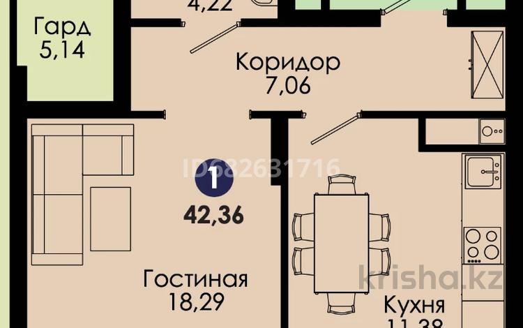 1-комнатная квартира, 43 м², 2/12 этаж, Тауелсиздик — Бауыржана Момышулы за 18.7 млн 〒 в Астане — фото 2