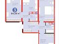 3-комнатная квартира · 84.59 м² · 9/17 этаж, Улы Дала 12 — Айтматова Улы Дала за 420 000 ₸ в Астане, Нура р-н