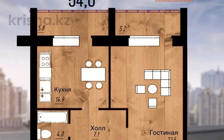 1-комнатная квартира, 54 м², 1/5 этаж, мкр. Алтын орда, Батыс-2 48Е — СДАЧА АВГУСТ 2024