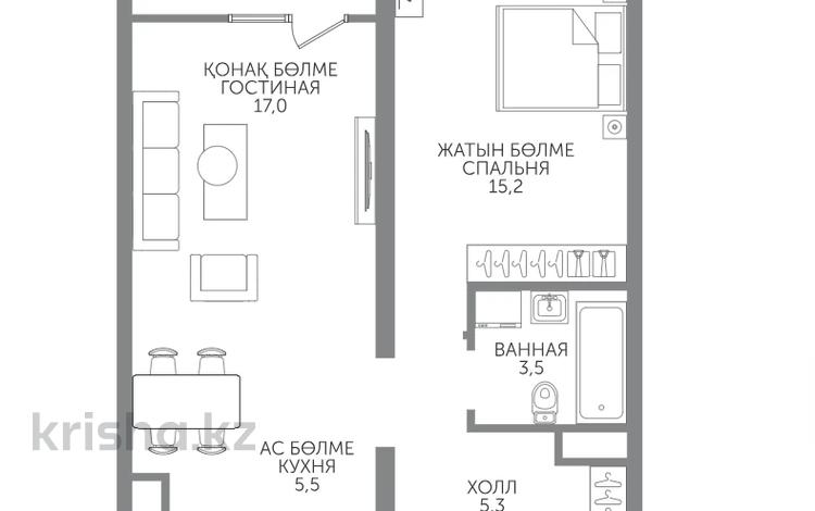 2-комнатная квартира · 48 м² · 7/15 этаж, Райымбека 210/27 за ~ 33.6 млн ₸ в Алматы, Алмалинский р-н — фото 2