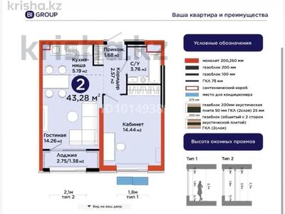 2-комнатная квартира · 44 м² · 8/12 этаж, мкр Теректы, Райымбек 535/2 за 27.8 млн ₸ в Алматы, Алатауский р-н