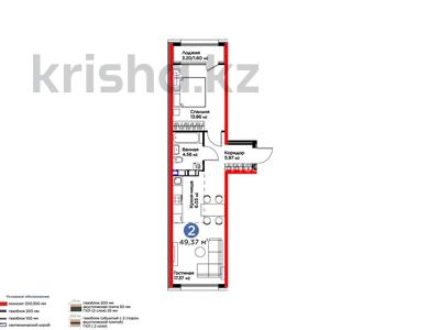 2-бөлмелі пәтер · 50 м² · 3/6 қабат, Арена сити парк 11/12 11/12, бағасы: 37 млн ₸ в Алматы, Алатауский р-н