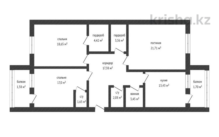 3-комнатная квартира, 105 м², 9/10 этаж, Центральный 59А за ~ 30.5 млн 〒 в Кокшетау — фото 2