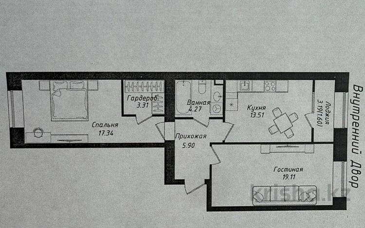 2-комнатная квартира · 65 м² · 5/9 этаж, Мухамедханова 43 за ~ 38.7 млн ₸ в Астане, Нура р-н — фото 2