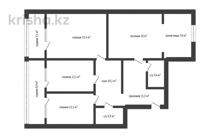 4-бөлмелі пәтер · 107.8 м² · 4/9 қабат, Абулкасымова 84/1, бағасы: ~ 48.5 млн ₸ в Кокшетау — фото 12