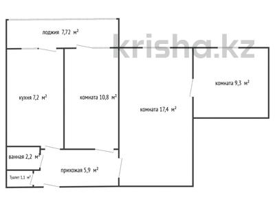 3-комнатная квартира · 53.9 м² · 4/5 этаж, 16-й микрорайон, 16-й микрорайон 48 за 23 млн 〒 в Шымкенте, Аль-Фарабийский р-н