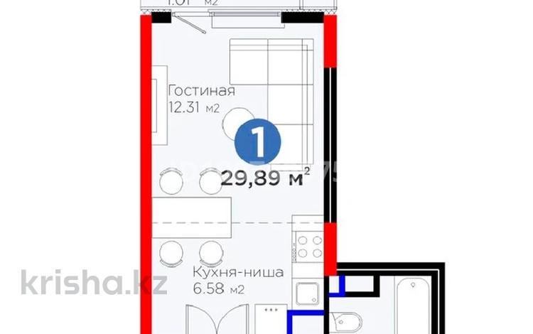 1-комнатная квартира · 29.89 м² · 5/9 этаж, мкр Нурсая, Абулхайр-хана за 16.5 млн 〒 в Атырау — фото 2