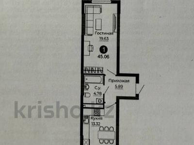1-комнатная квартира · 45 м² · 4/16 этаж, Е-429 14 за 21.9 млн 〒 в Астане, Нура р-н