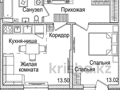 1-комнатная квартира · 45.89 м² · 3/4 этаж, Аубакирова 35/525 за 18.5 млн ₸ в 