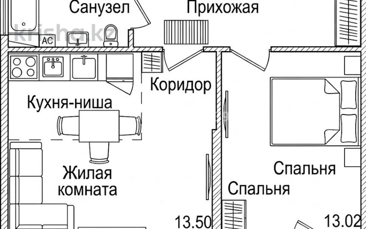 1-комнатная квартира · 45.89 м² · 3/4 этаж, Аубакирова 35/525 за 18.5 млн ₸ в  — фото 6