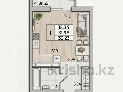 1-бөлмелі пәтер · 34.1 м² · 2/5 қабат, Карасай батыра, бағасы: 18.9 млн ₸ в 