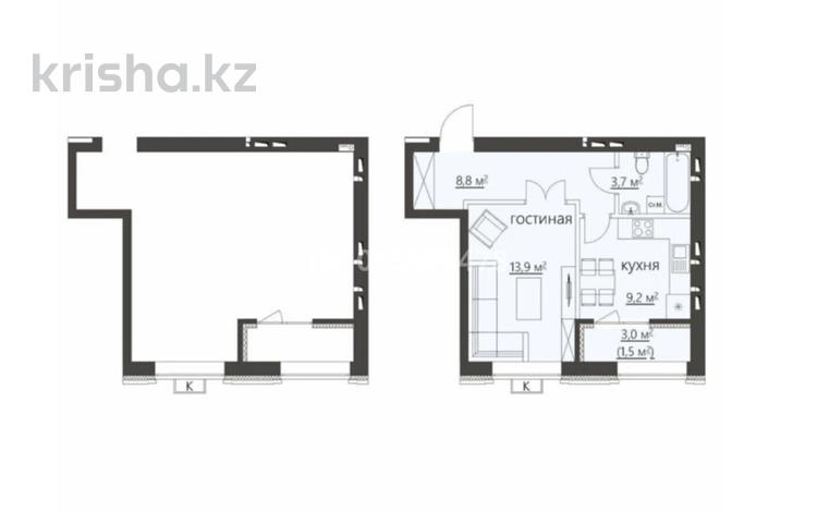 1-комнатная квартира · 38.4 м² · 5/9 этаж, ​067-й учетный квартал 464/6 за 15.3 млн ₸ в Караганде, Алихана Бокейханова р-н — фото 2