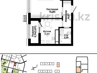 1-комнатная квартира · 36.1 м² · 2/12 этаж, Р. Кошкарбаева 19а — БЕЗ КОМИССИИ за ~ 24.7 млн ₸ в Астане